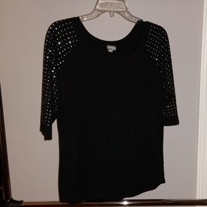 Vanity Black 3/4 length Shirt with Rhinestones